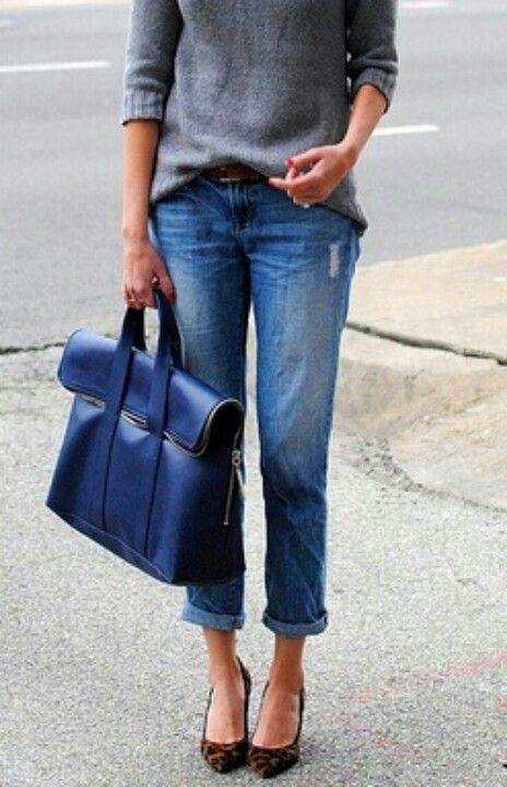 blue bag-sweater-jeans